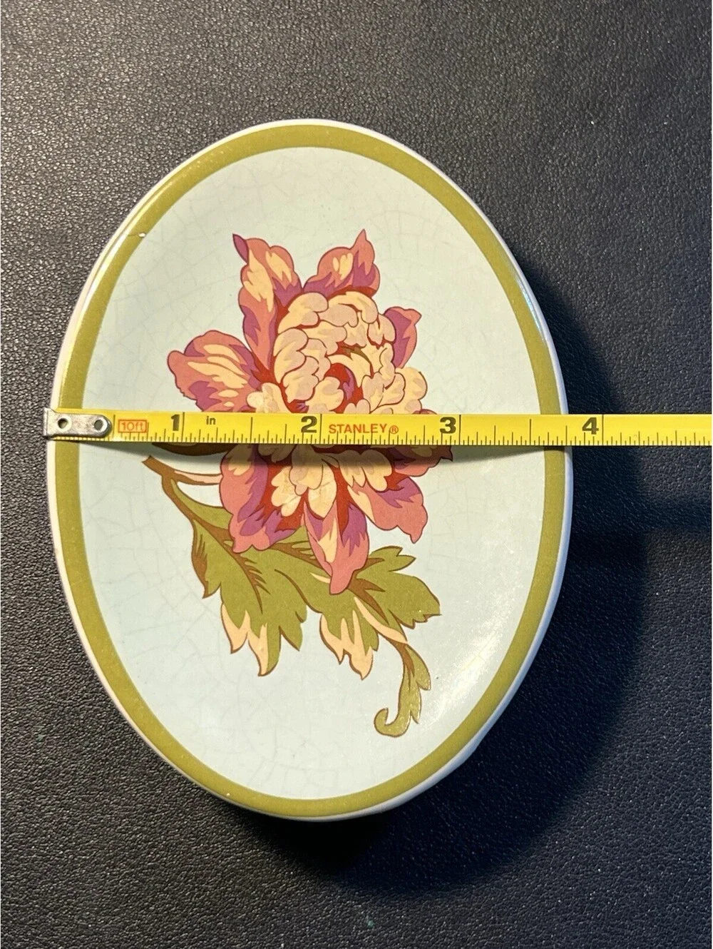 Vintage 1970s Chinoiserie Floral Ceramic Toothbrush Holder & Soap Dish Set